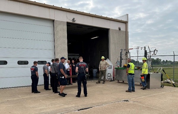 Firefighters and workers at Burlington Op’s Local Safety Leadership Team quarterly luncheon